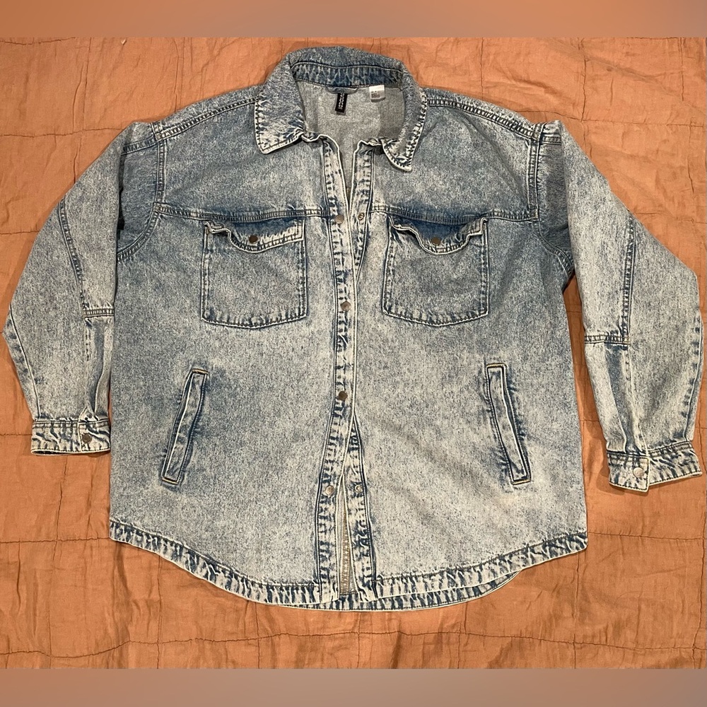 H&M Blue Vintage Wash Jean Jacket Oversized Fit